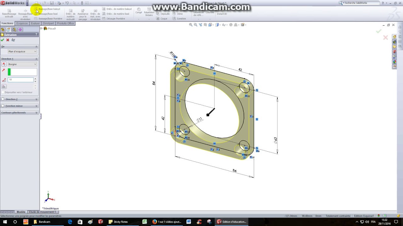 Vérin hydraulique TP6 Patte de fixation modélisation volumique