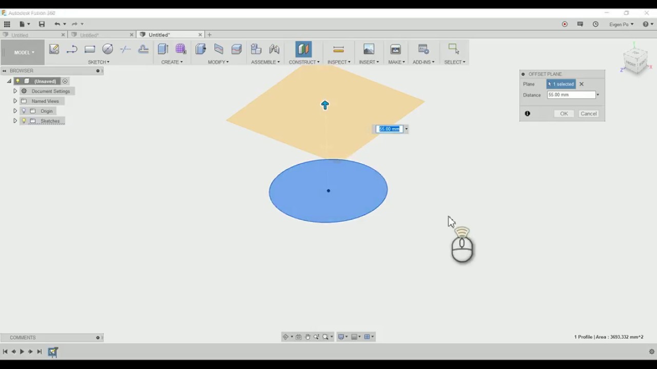 Fusion 360 - Loft - Операция выдавливания по базовым скетчам