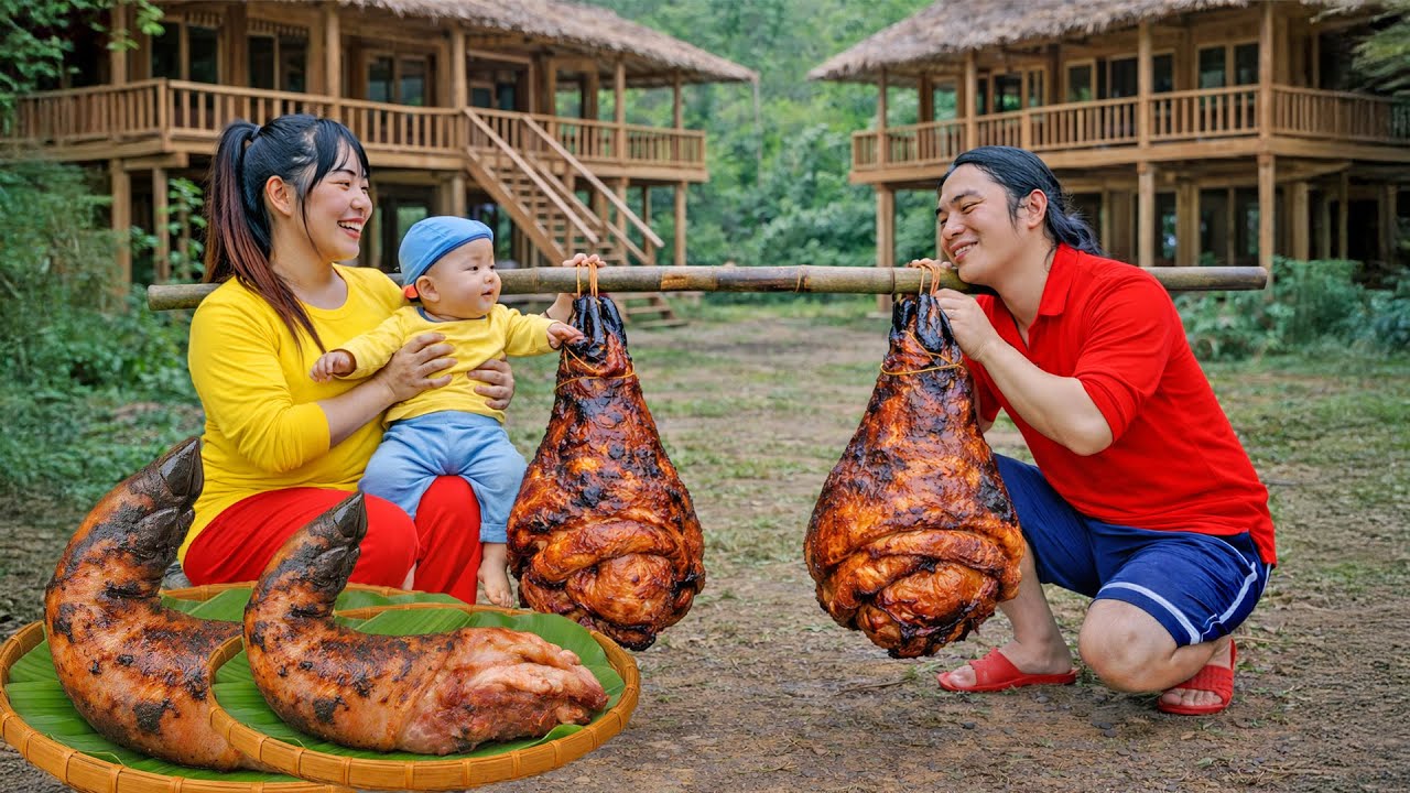 How to Cook Pig's Feet for My Family - Delicious Pork From The Farm - Forest Life | SURVIVAL ALONE