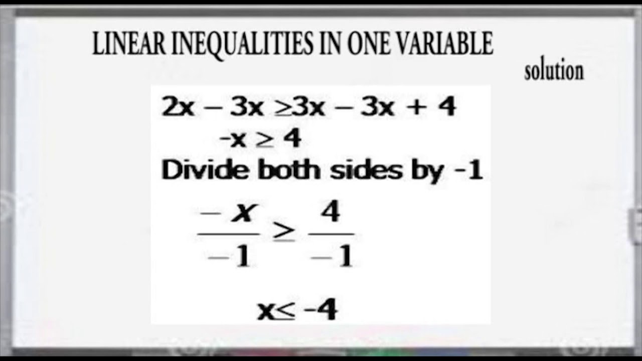 9  MATHEMATICS (JSS 2) LINEAR INEQUALITIES IN ONE VARIABLE