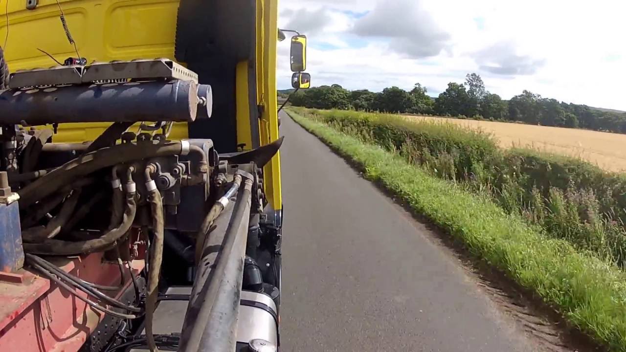 MAN F90 V10 engine sound straight though exhaust pipes road drive 19.502 tractor unit LKW HGV Camion