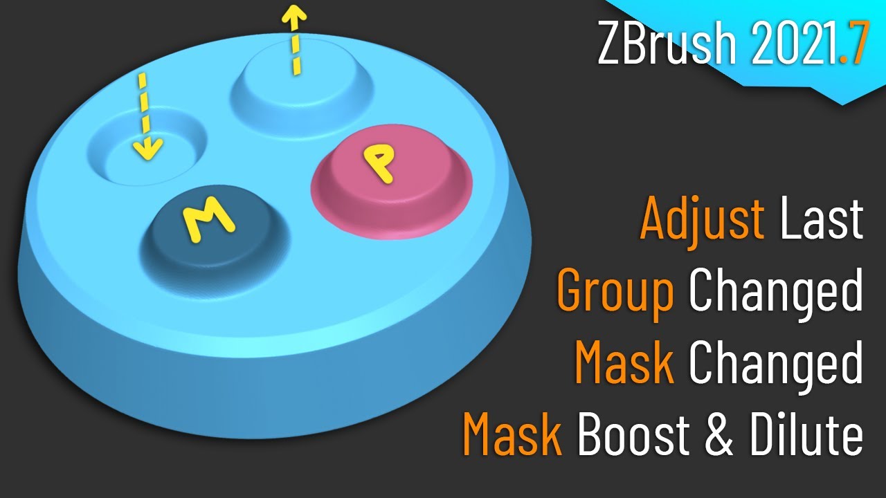 088 ZBrush 2021.7 - Adjust Last, Group Changed, Mask Changed, and Mask Boost & Dilute