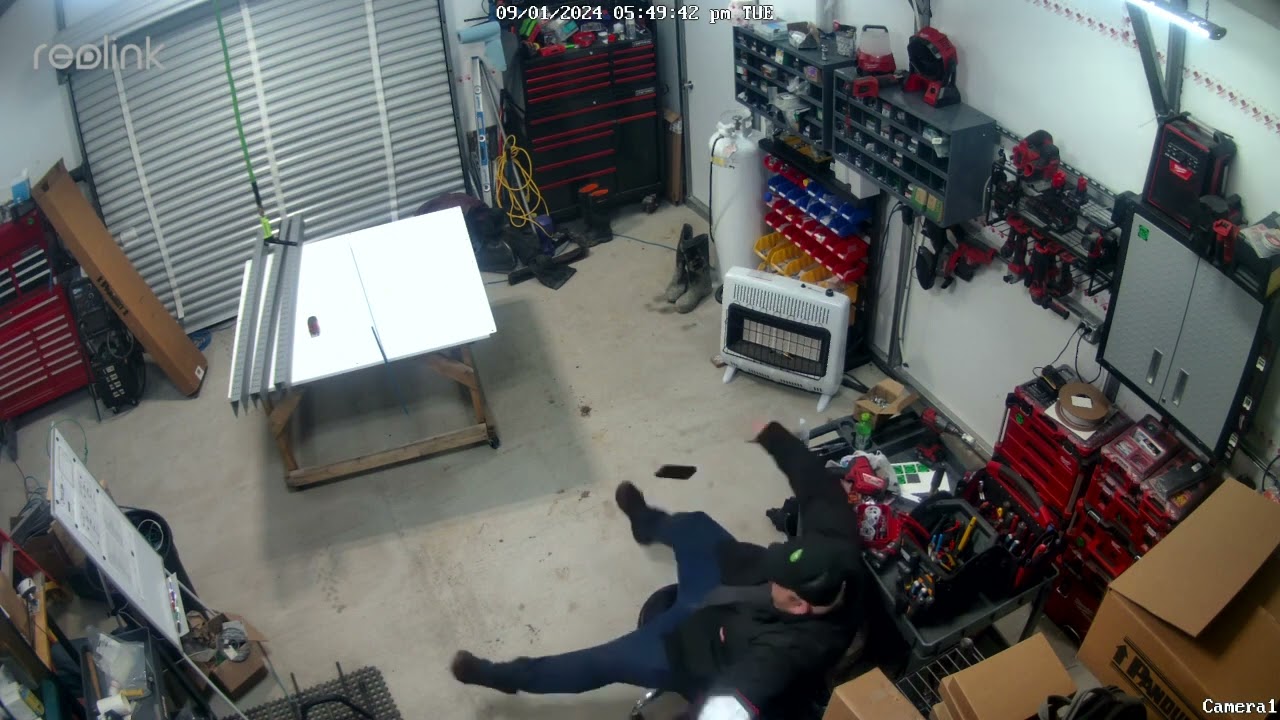 Chair Breaks as Man Leans Back - 1485344