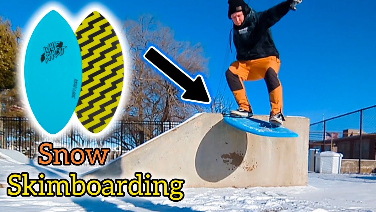 Snow Skimboarding at Skatepark