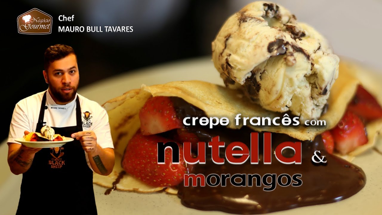 Crepe Francês com Nutella e Morangos