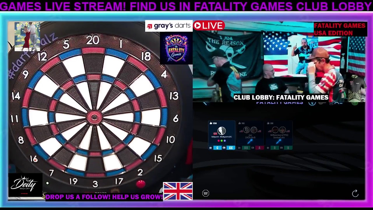 THE FATALITY GAMES:TRIPPIN DARTS LIVE DARTS USA PART 2...CHALLENGE US
