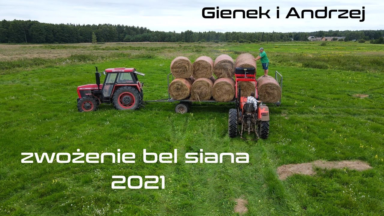 Zwożenie bel z pola u Gienka i Andrzeja rolnik&oacute;w z Plutycz