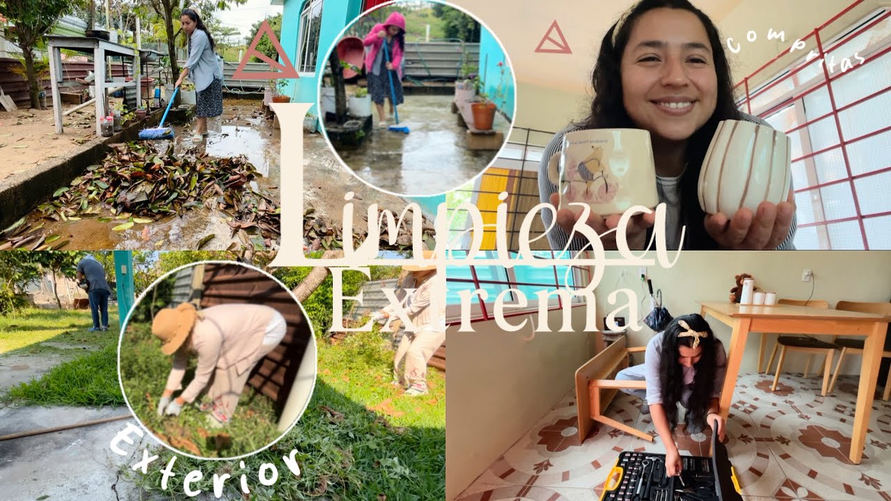 Limpiando con mi esposo👫| Limpieza extrema de patio | días lluviosos 🌧️