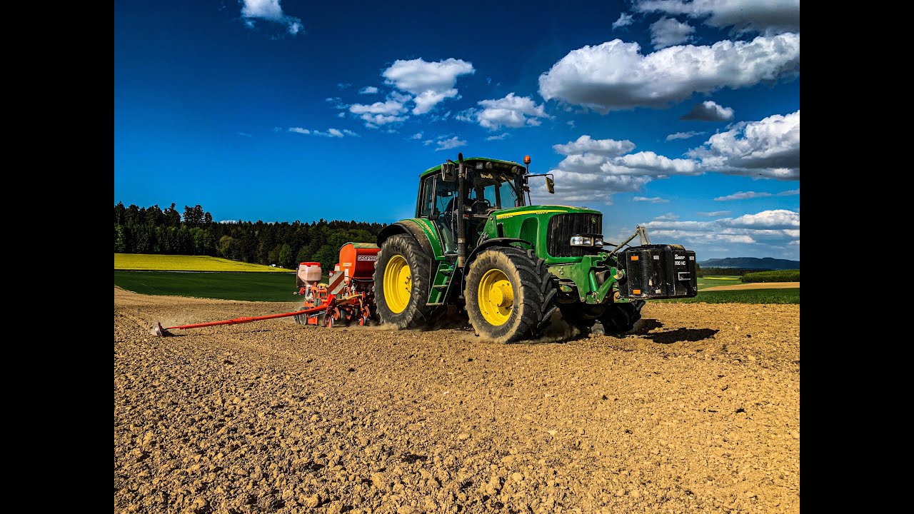 Maisaussaat mit John Deere 6920S & Maschio/Gaspardo 6-reiher