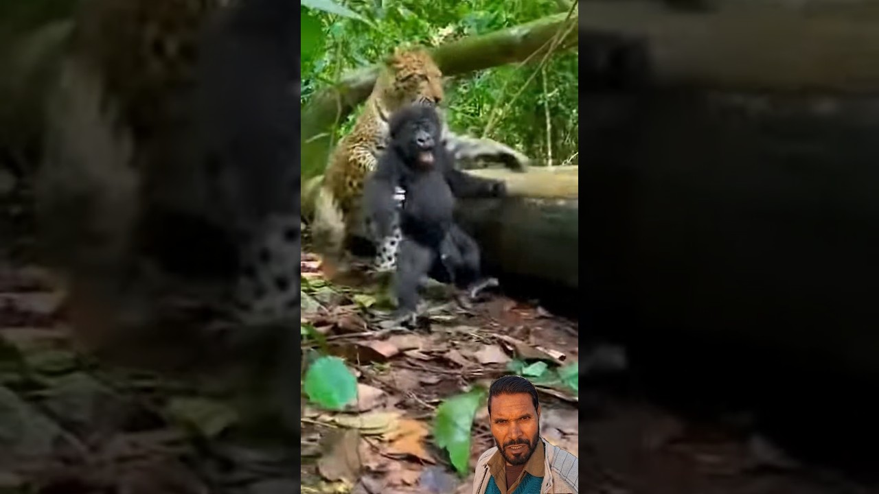 Baby gorilla attacked by leopard | गोरिल्ला के बच्चे पर चीते ने अटैक किया 
