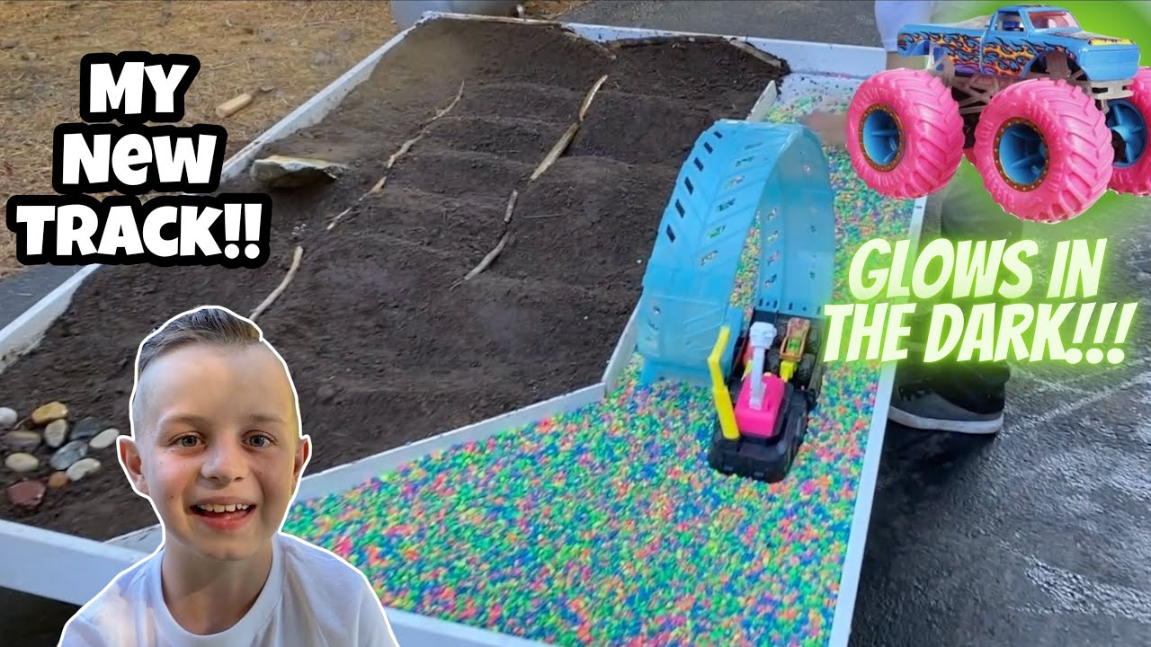 I Built a Glow in the Dark Monster Truck Track!