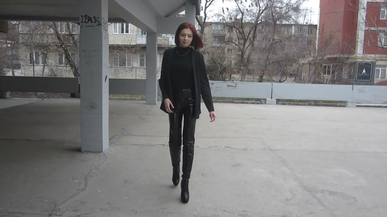 Kate - Passion2Fashion #0295: Introducing Kate – walking outdoor with thighhigh Boots…