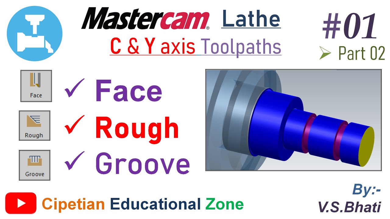 Mastercam Lathe C & Y axis || Facing || Rough Turning || Grooving ||  OD Operation ||