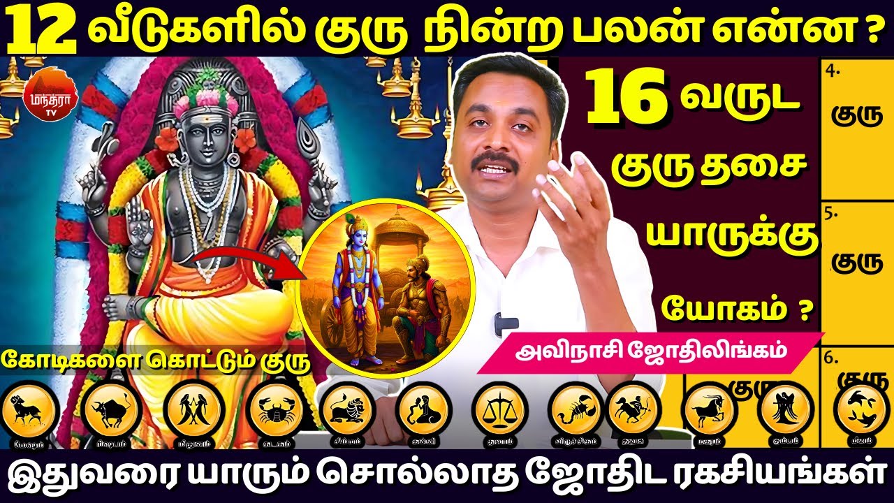 16 வருட குரு தசை யாருக்கு யோகம் ? | MANTHRA TV | Avinashi Jothilingam | Jothidam | Guru dasa |