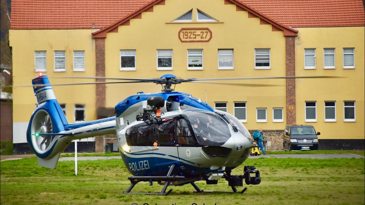 Polizei 🚁 Landung Pfingstanger Thale/ absetzen der Bergwacht