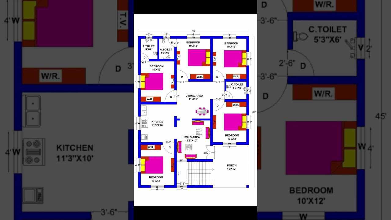 5 Bedroom House Plan | 5 BHK Home Plan | Simple 5 Bedroom Budget House Design | Vastu | Car Parking