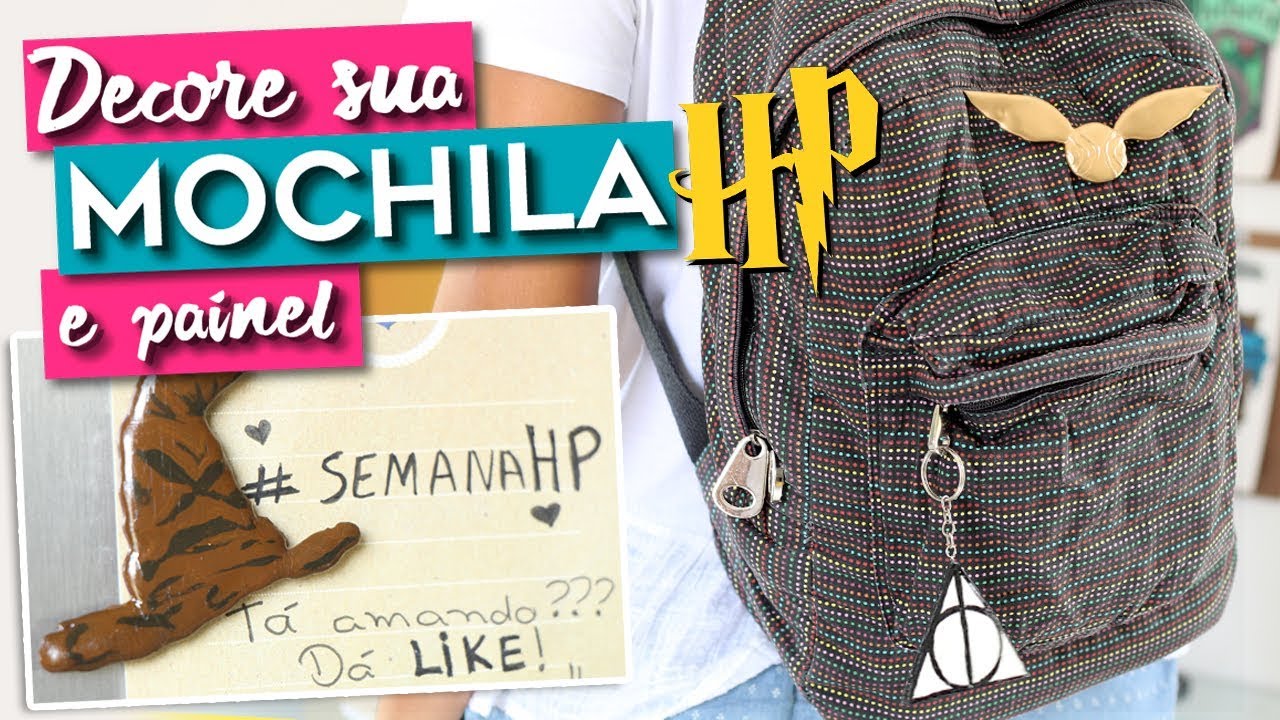 DIY VOLTA ÀS AULAS HARRY POTTER COM COLA QUENTE | COMO DECORAR MOCHILA: CHAVEIRO E BOTTON | Do Sofá