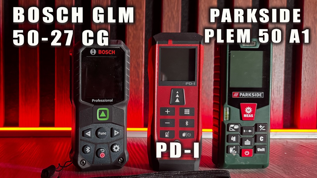 APŽVALGA IR PALYGINIMAS LAZERINIŲ ATSTUMO MATUOKLIŲ: HILTI PD-I VS BOSCH GLM VS PARKSIDE PLEM 50