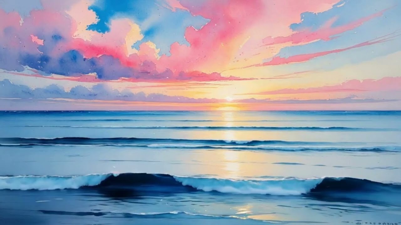 Sunrise and the Vanilla Sky Lofi Smooth Jazz Ocean Waves Watercolor Study Relax Daily Inspiration