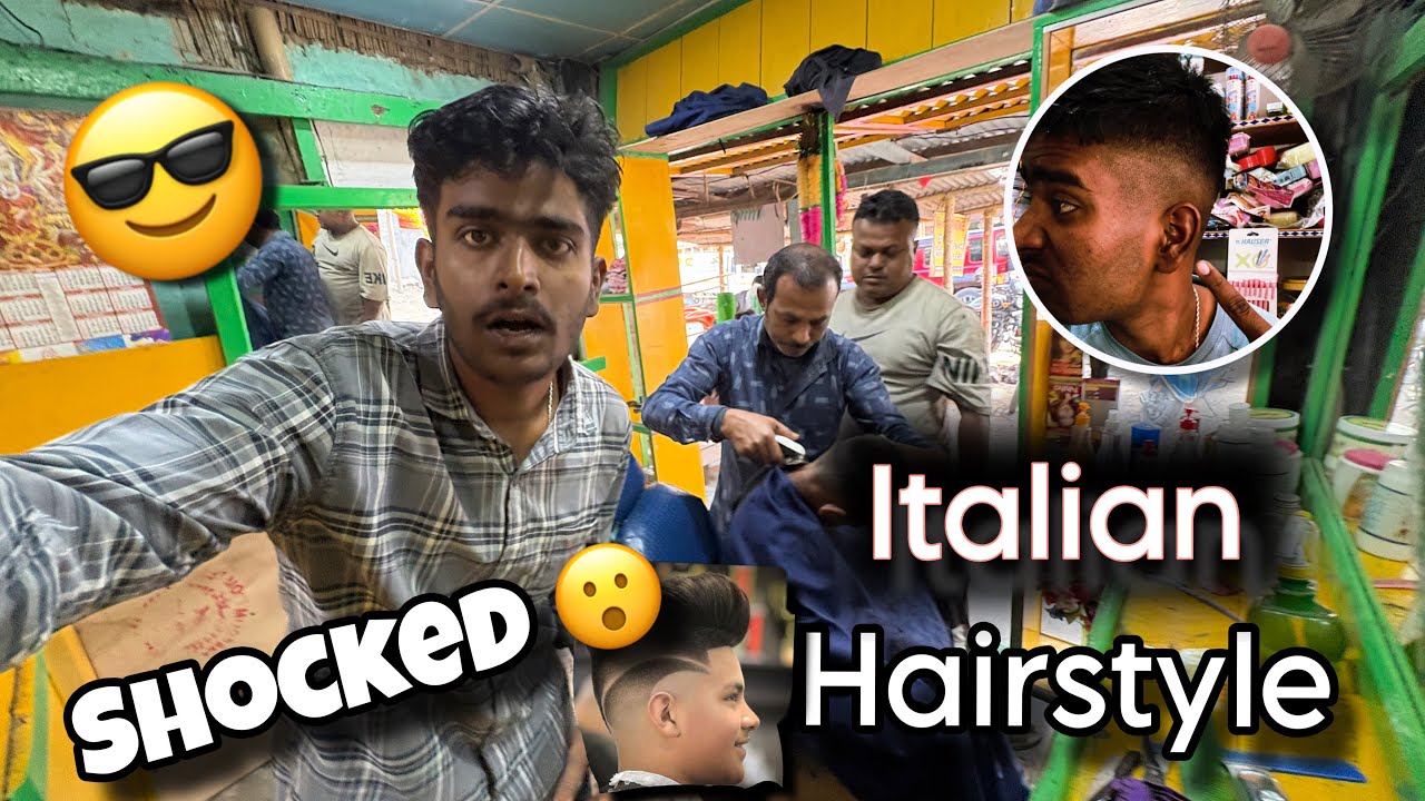 Kese Bal Kat Diya 🫣Italian Hairstyle Kia 🤭First Time Too Funny look 🤣