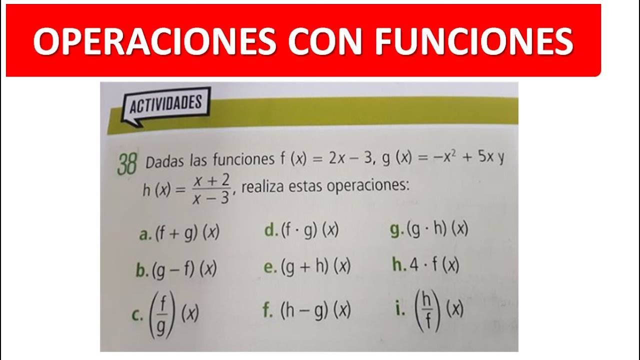 OPERACIONES CON FUNCIONES. Sumas, restas, multiplicaciones y divisiones)