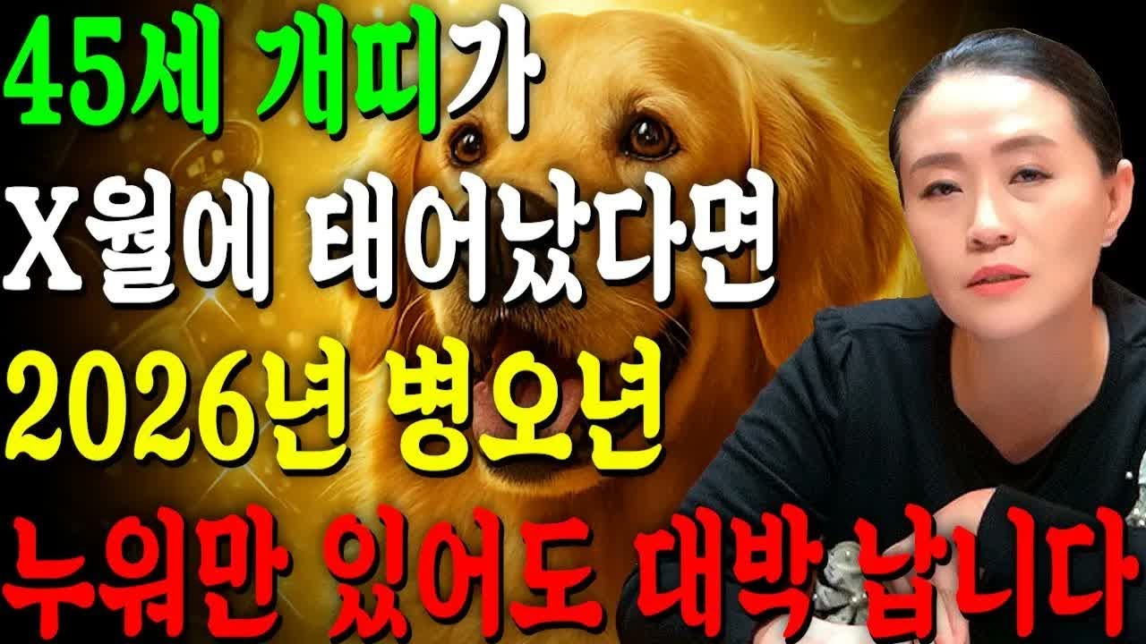 82년생 개띠 필수시청!｜2026년 45세 개띠 신년운세, 1월부터 인생이 완전히 바뀝니다! 금전·문서·귀인운 대폭발