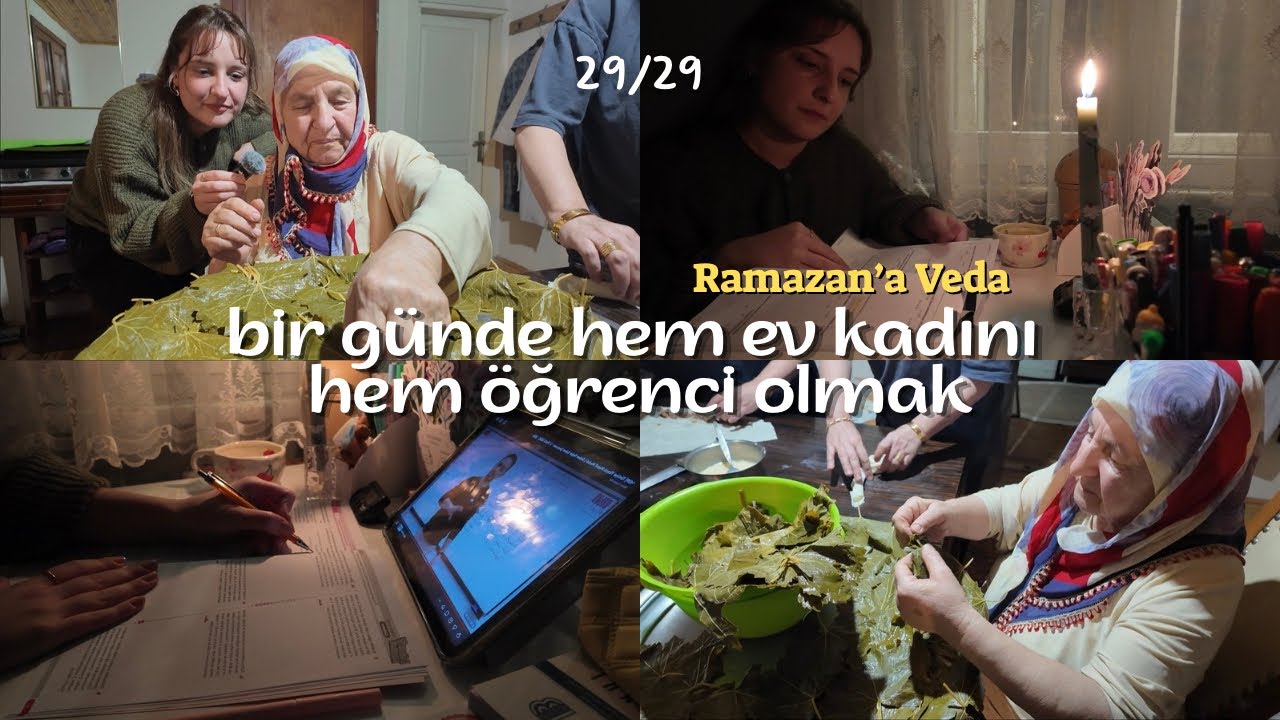 bayram hazırlığı, sarma sardık, akşam iş gece ders..💓✨ #vlog 
