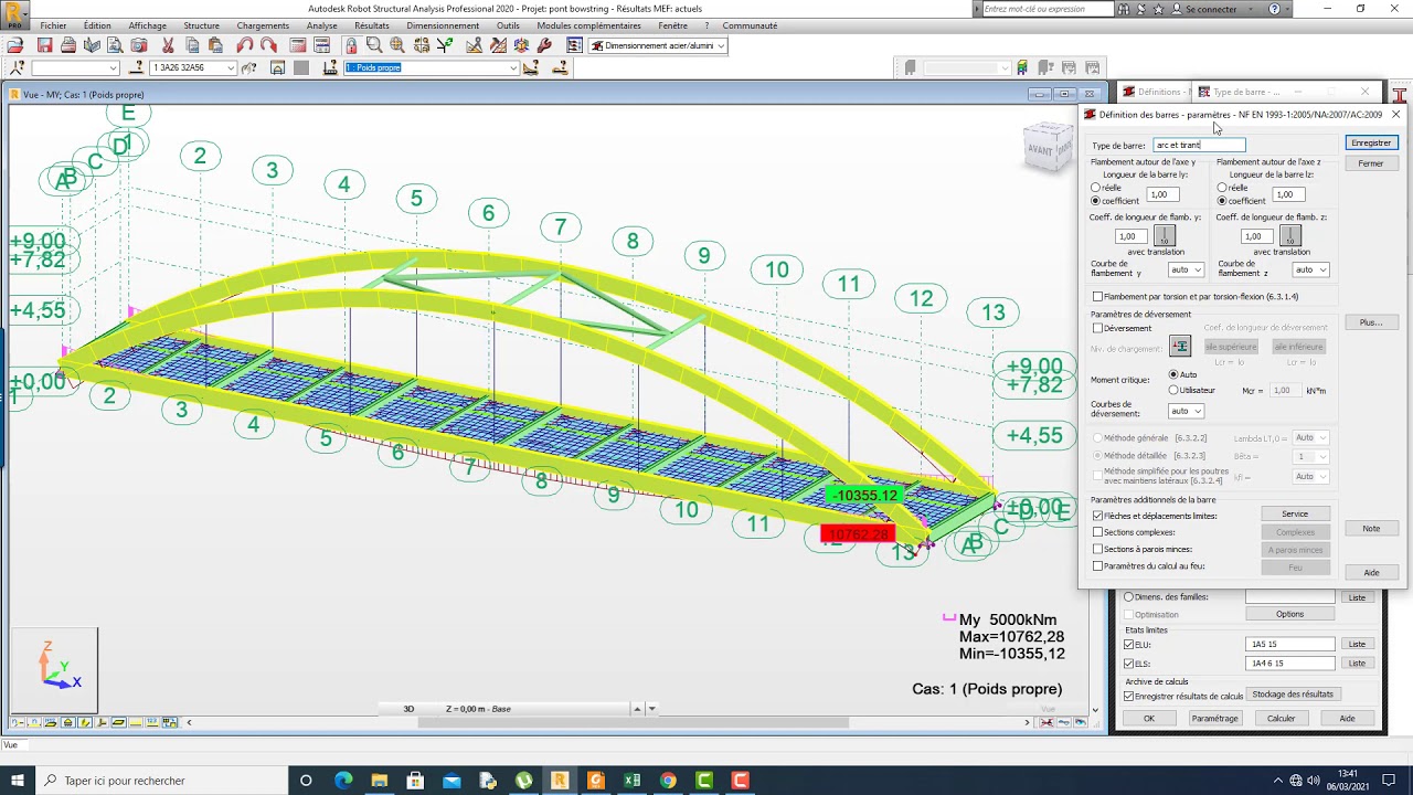 ETUDE D'UN PONT BOWSTRING SUR ROBOT STRUCTURAL : DIMENSIONNEMENT DE PRS (PROFILE RECONSTITUE SOUDE)