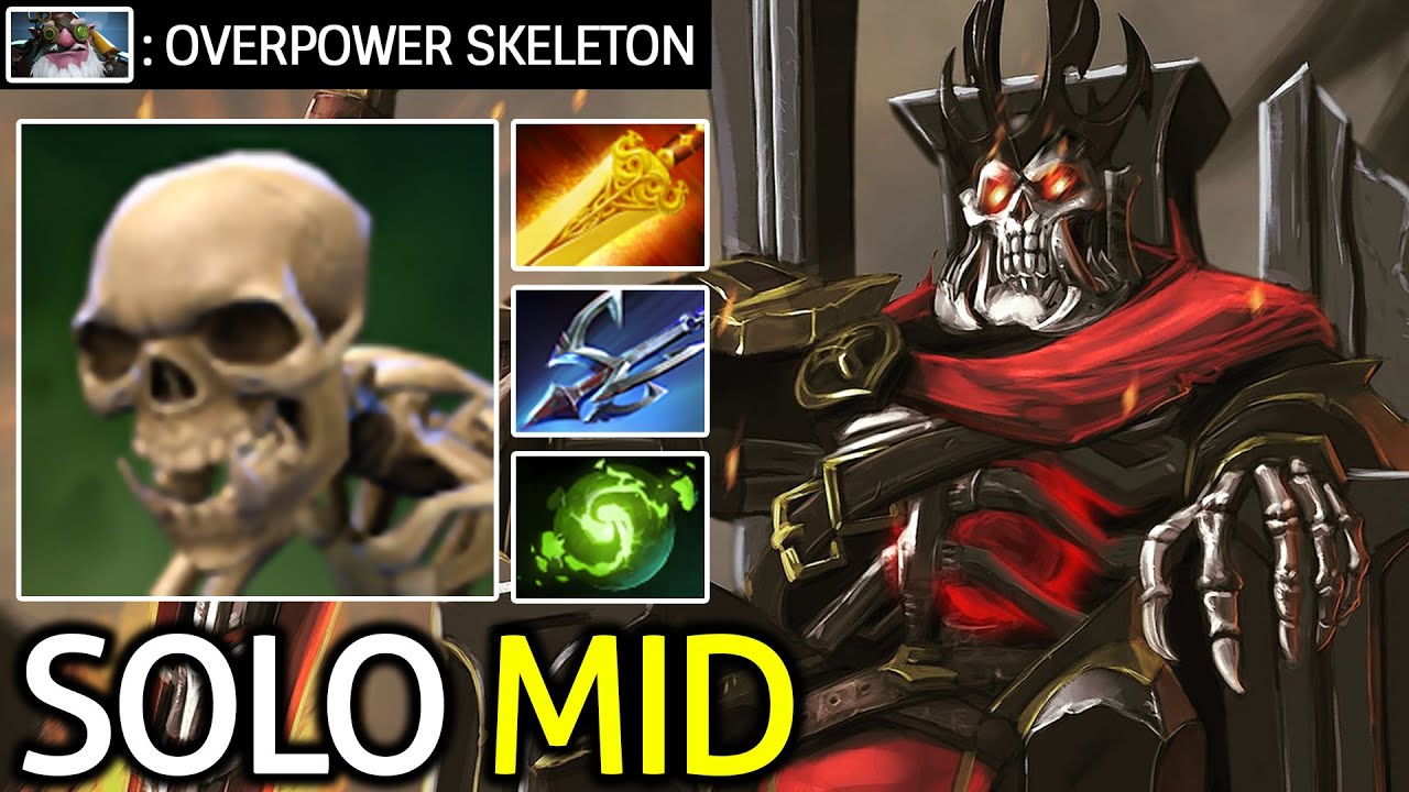 Wraith King Solo Mid 12 Min Radiane = Free Win? Overpower Dota 2