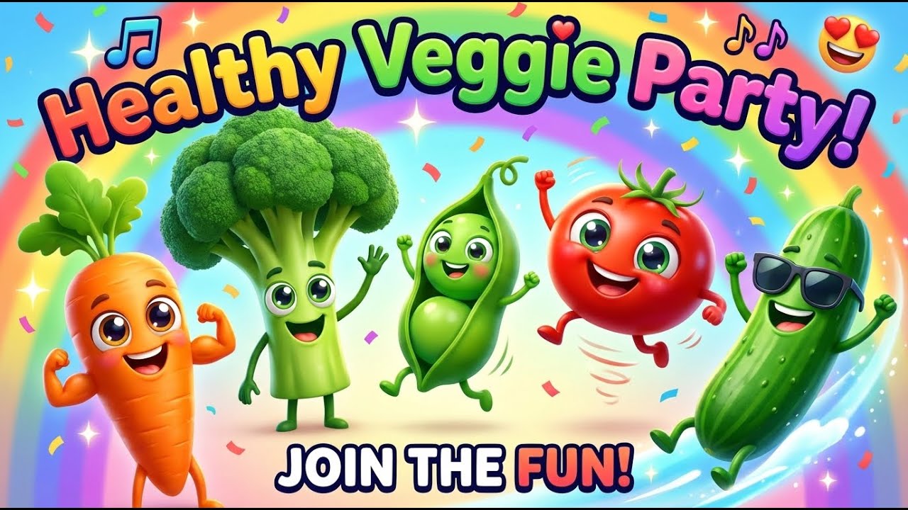 Healthy Veggie Party Song 🥕🥦🎉 | Fun Dancing Vegetables for Kids | Nursery Rhymes