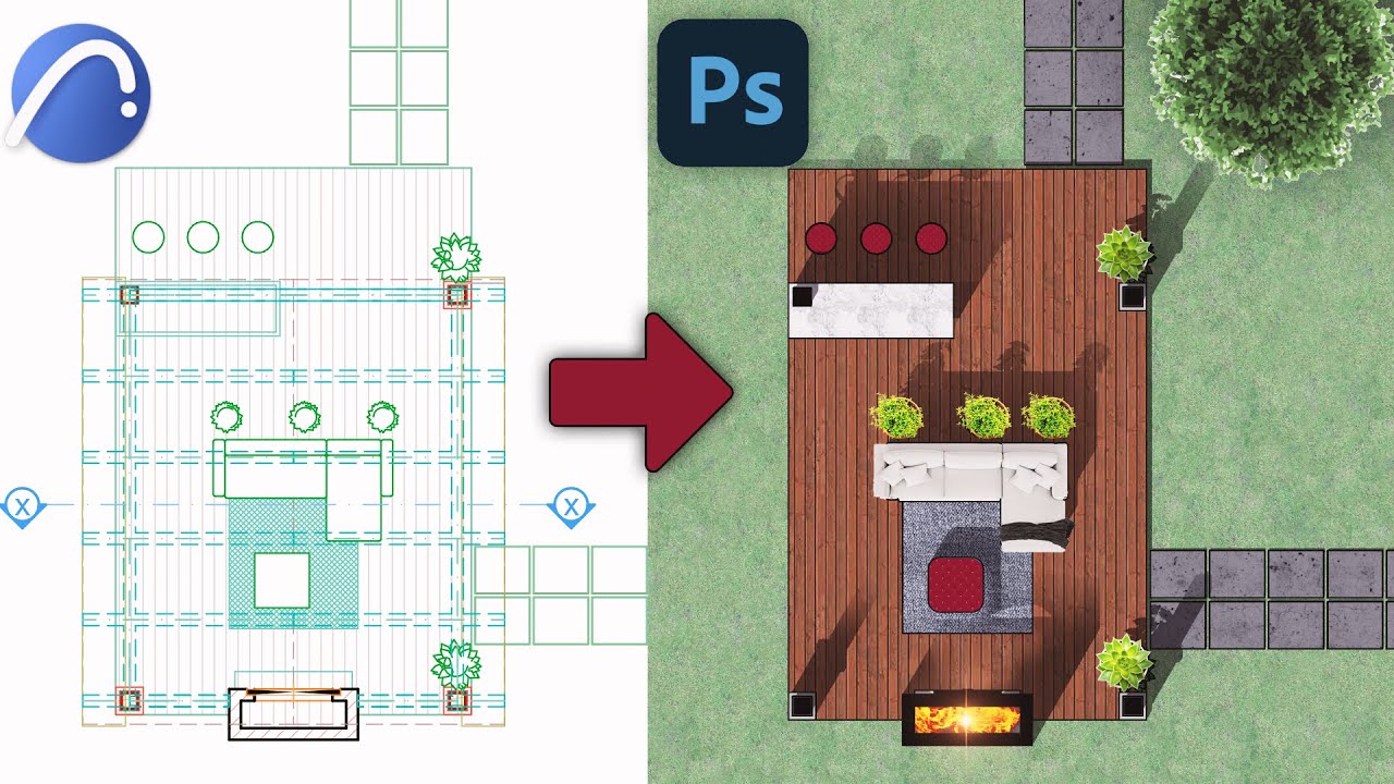 Render a Floor plan in photoshop: How to transform your Archicad floor plans visually with photoshop