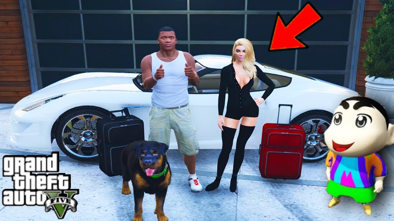 Franklin and Shinchan Go to Airport to Pick Up His Girlfriend in GTA 5! | GTA V Mods