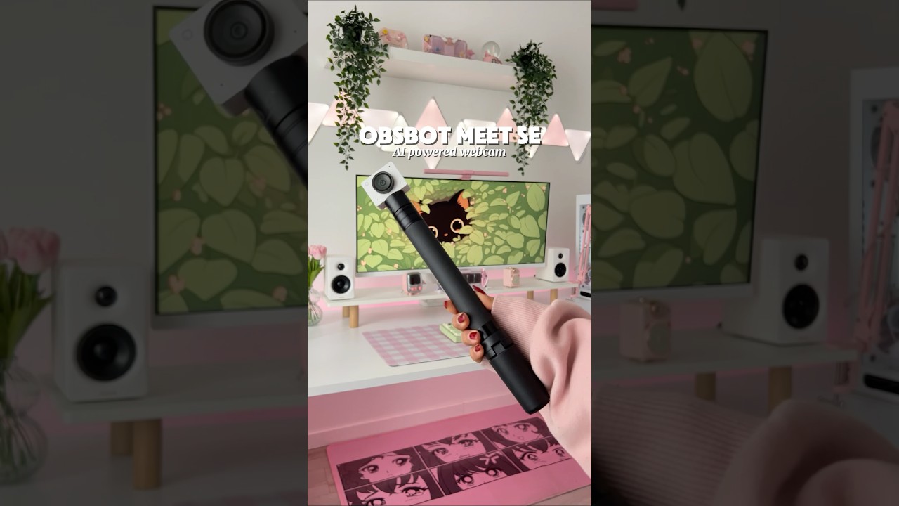 Just got my OBSBOT Meet SE AI powered FHD webcam. I&rsquo;m obsessed🤍#obsbot #webcam #pcsetup #desksetup