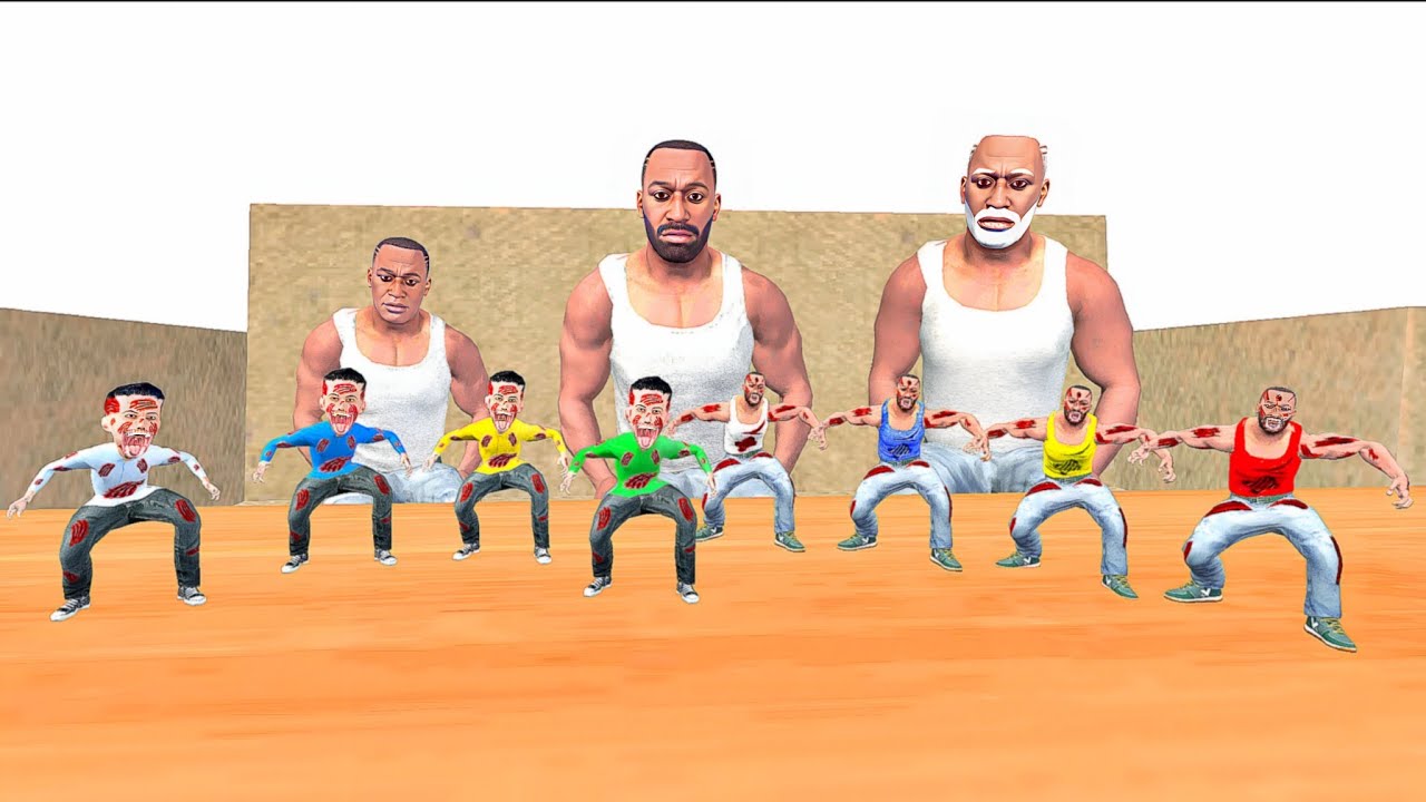 Tiny Colourful Zombie Npc Vs Tiny Colourful Franklin Monster in Indian Bike Driving 3D