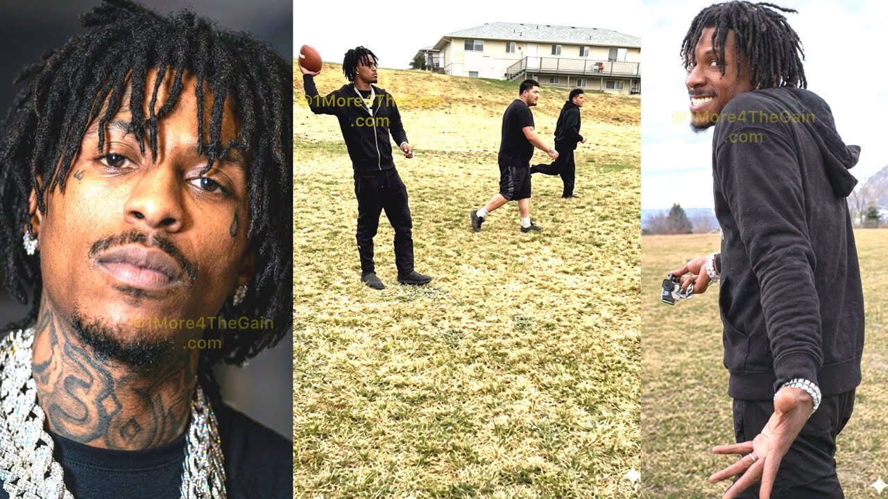 NBA YoungBoy Playing Football with his homies in Utah + YB Gets Scared Of Dog On Loose 😂