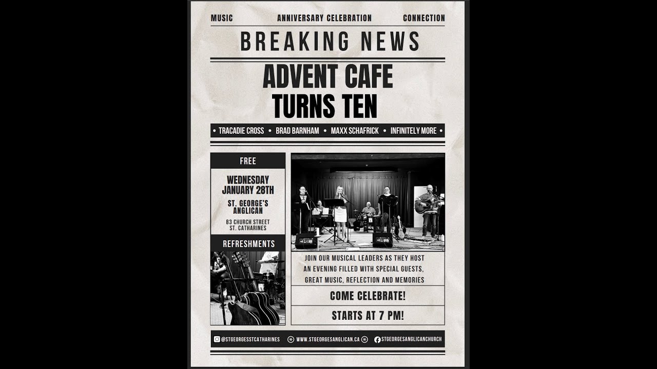 Wednesday January 28th 2026 - Advent Cafe's 10th Year Anniversary