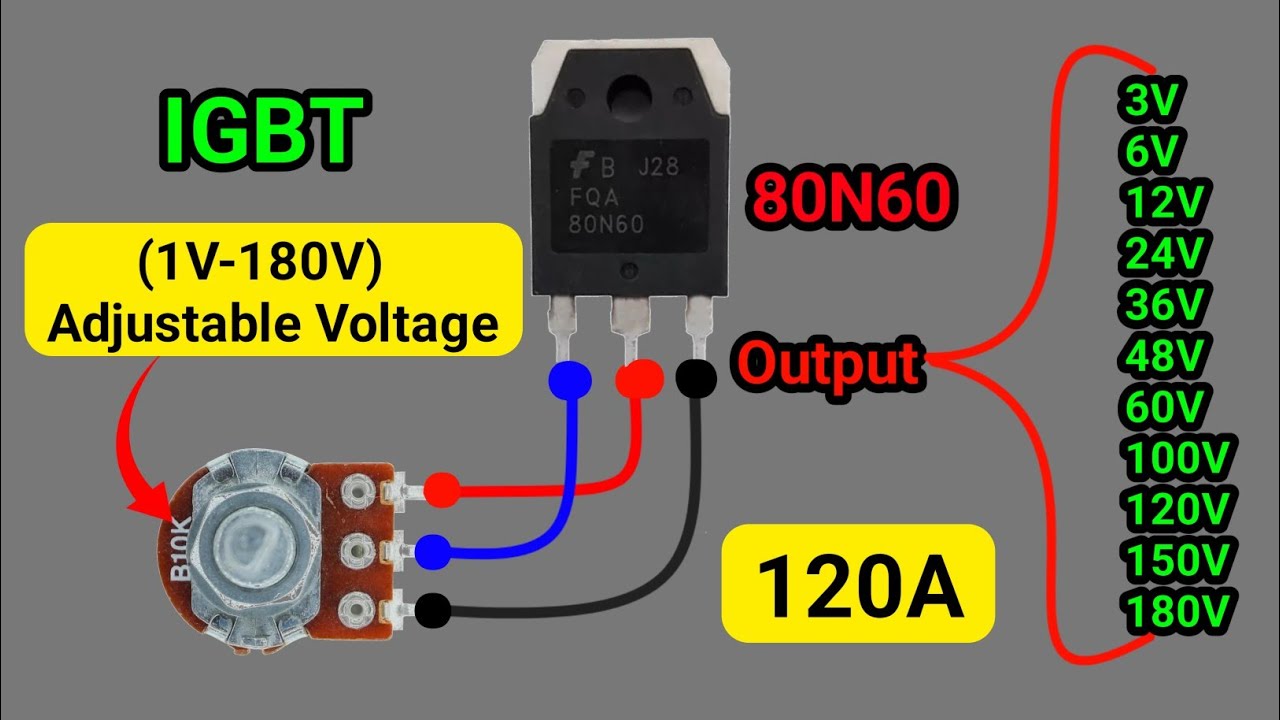 Make High Current Adjustable Voltage Regulator Using 80N60 IGBT | IGBT Voltage Control Circuit 