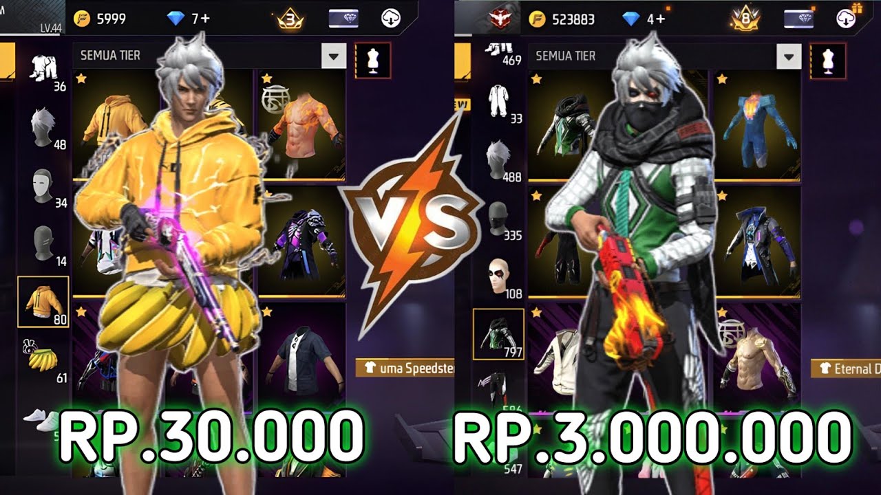 REVIEW AKUN FF SEHARGA 30.000 VS 3.000.000‼️