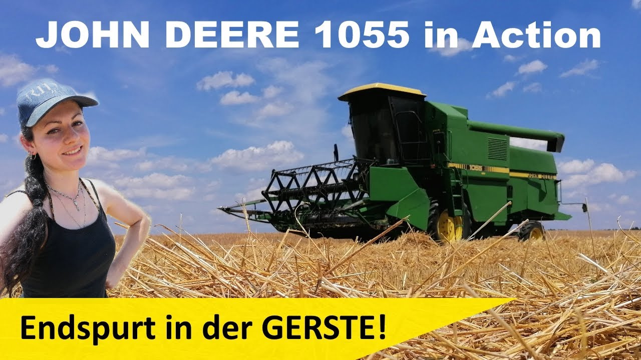 FarmVlog#25 Der John Deere 1055 drischt die letzten Hektar Gerste, Regen verhindert die Stroh Ernte