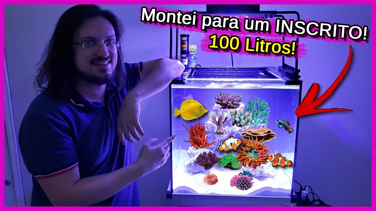 Montei um Aquário Marinho de 100 litros para um INSCRITO!