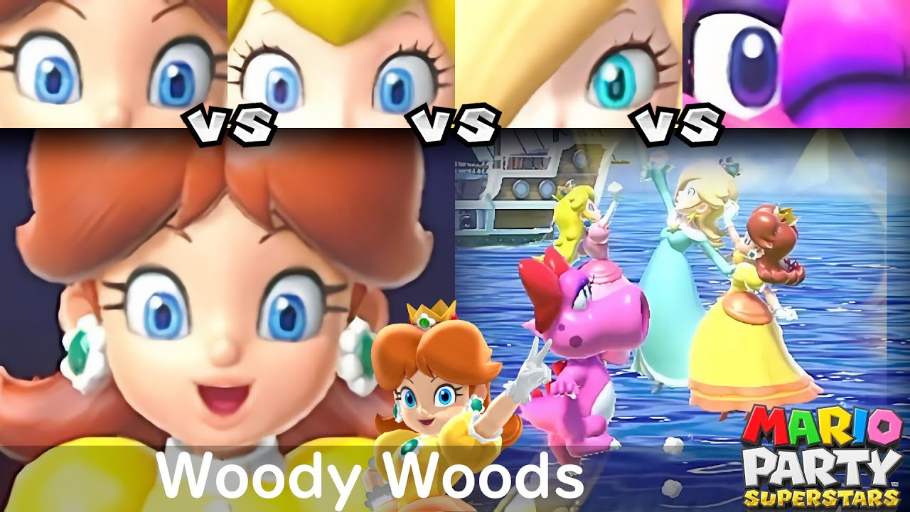 Mario Party Superstars Daisy vs Peach vs Rosalina vs Birdo in Woody Woods