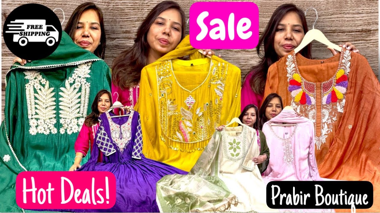 Clearance Sale on Cord Set, Tunic, Cotton, Mul Chanderi, Party Wear Suit & Anarkali at Prabir Boutiq