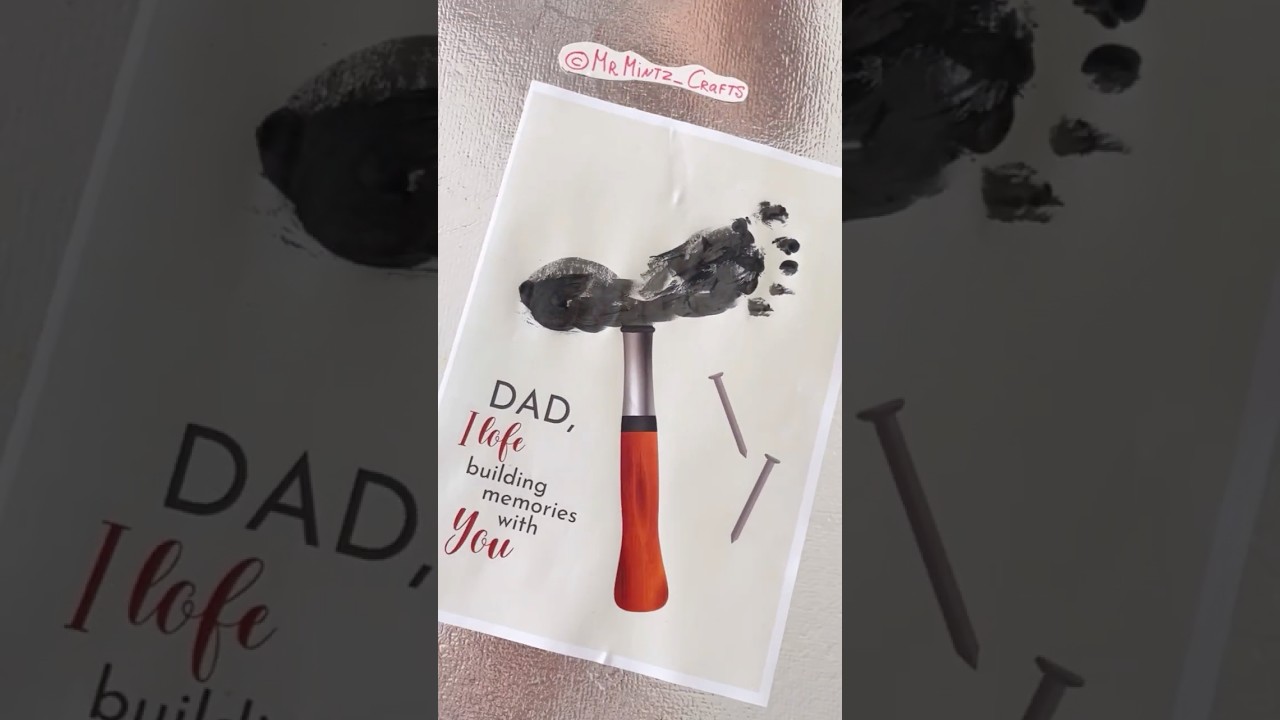 Fathers Day Craft Ideas | Handprint Craft Art Gift | Easy Fathers Day #greetingcard | #shortvideo