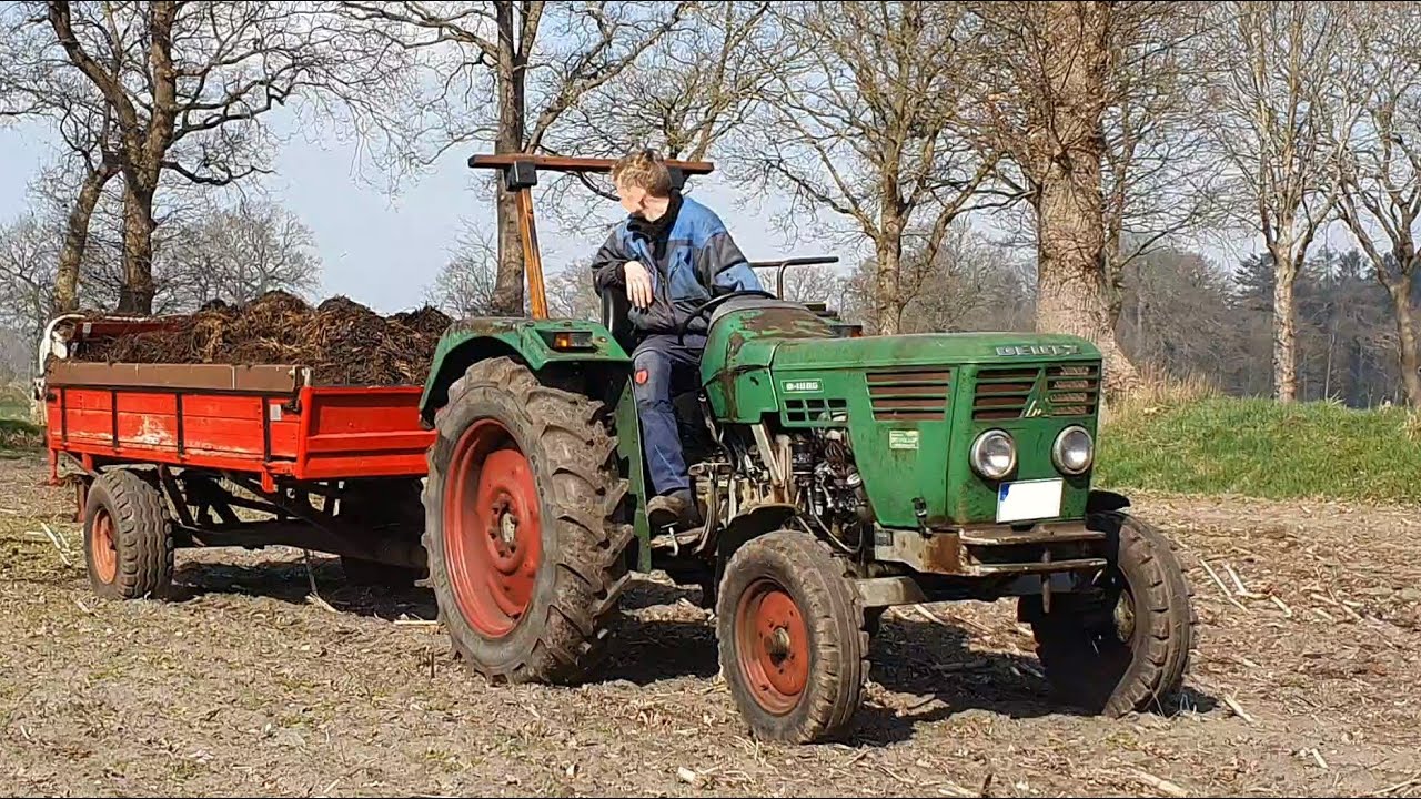 Deutz D4006 mit JF AV50 Miststreuer [Sound]
