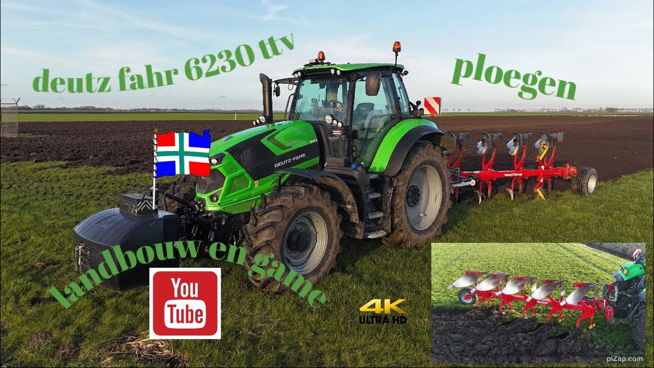 ploegen met deutz fahr 6230 ttv.  PÖTTINGER SERVO 4000 plus oost Groninger farmers 4K