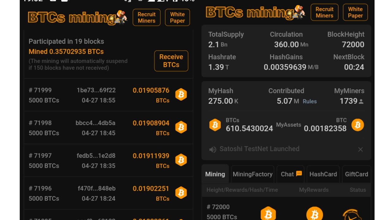 Satoshi Btcs 10k Hash | How to Add BTCs Wallet Address on Satoshi
