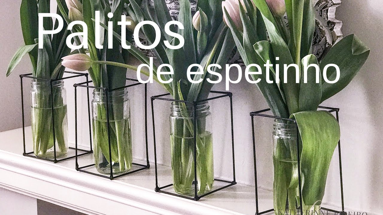 Decoração feita com palitos para espetinho - centro de mesa