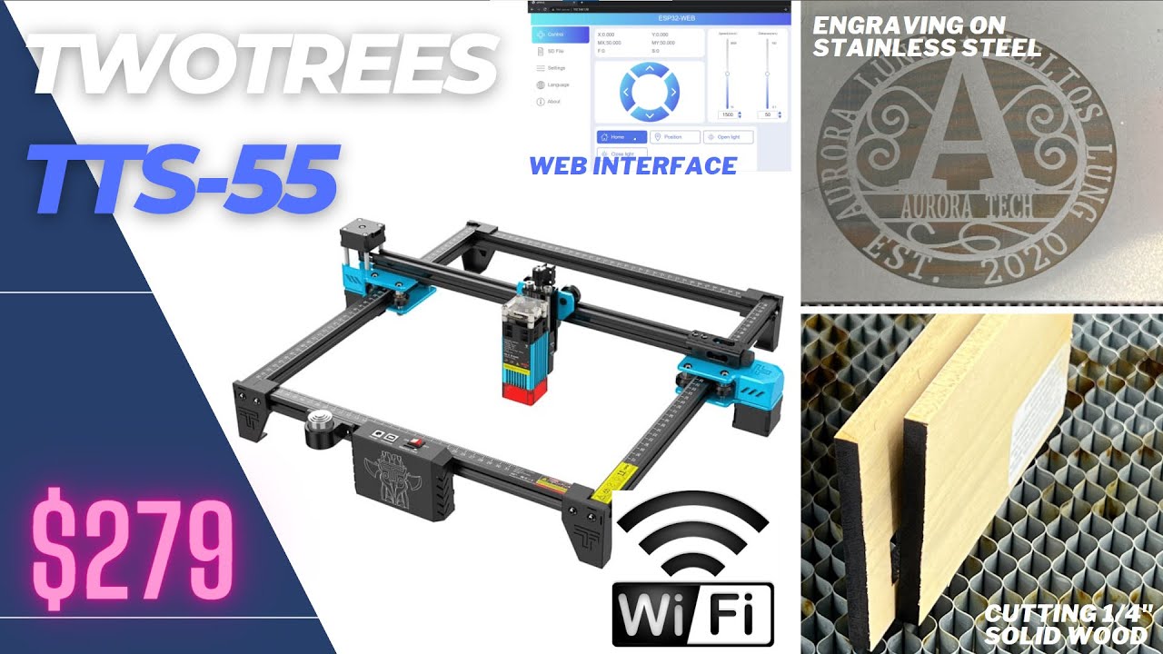 TwoTrees TTS-55: бюджетный лазерный гравер мощностью 5 Вт с поддержкой Wi-Fi, плюсы и минусы
