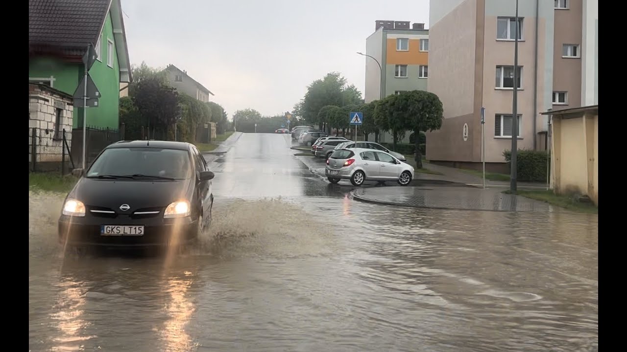 Powódź błyskawiczna w Kościerzynie.100 litrów na metr kwadratowy
