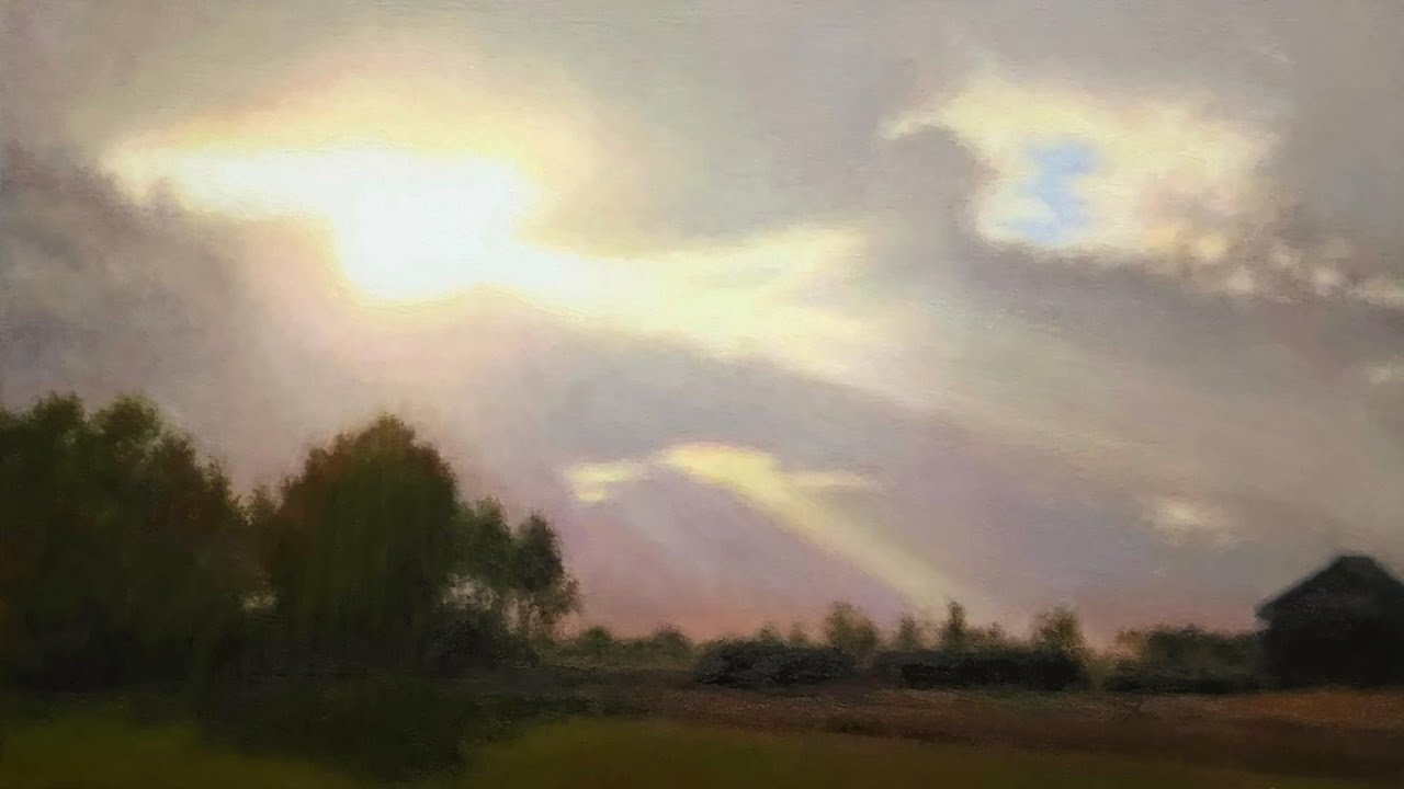 4Kモード推奨｜風景画｜油絵｜油彩｜描き方｜雲間から差す光【♯28】Oil Landscape Painting｜Light shining through clouds